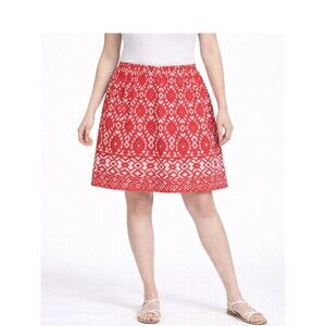 Susan Graver Skort Size 1X Liquid Knit Red Geometric
